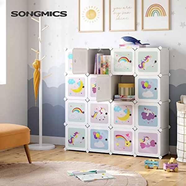 Songmics Cube Hylde Multifunktionsskab, børnesko Legetøj 123 x 31 x 123 cm Hvid