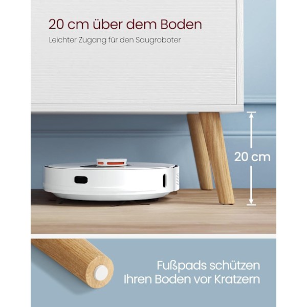 VASAGLE TV-skab, Lowboard TV-skab til TV op til 55 tommer 120 cm lang, hvid