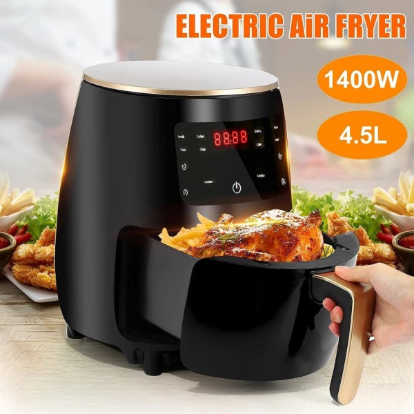 Cheffinger 1400W Digital LED luftsfritös - 4,5 liter-svart