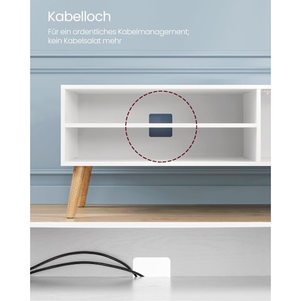 VASAGLE TV-skab, Lowboard TV-skab til TV op til 55 tommer 120 cm lang, hvid