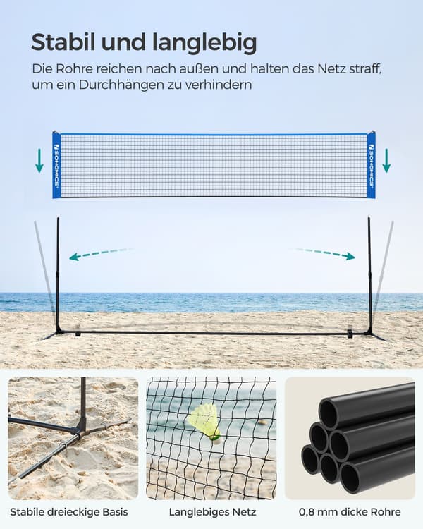 Badmintonnet 4m Transportabelt med Stativ