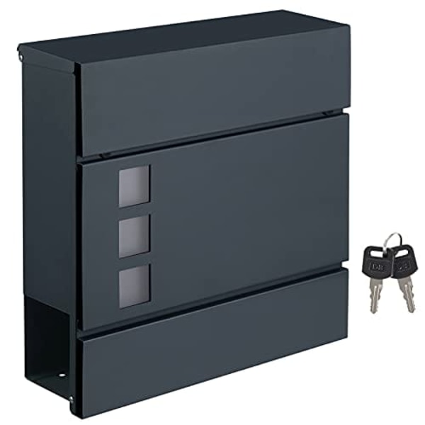 Songmics Modern Mailbox, låsbar väggmonterad postbrev, lätt att installera, Anthracite Gray