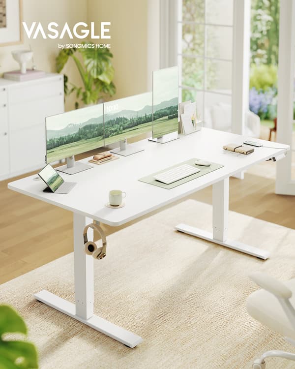Højdejusterbart skrivebord, 160 x 80 cm, USB-C-port