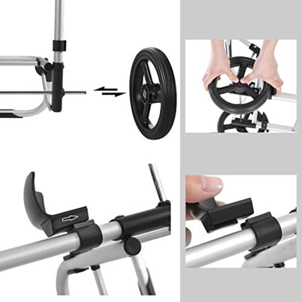 Songmics Shopping Trolley, Foldbar kundvagn, fast, med isolerad kylväska, 35L, grå
