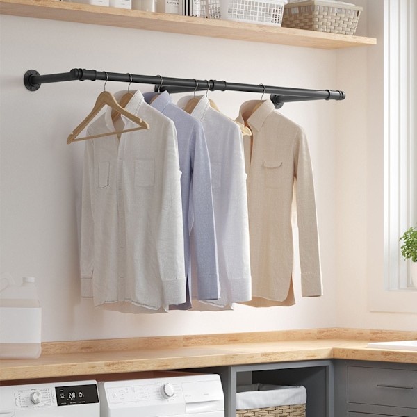 Songmics Väggmonterade kläder Rail 30,4 x 170 x 7 cm 68 kg svart