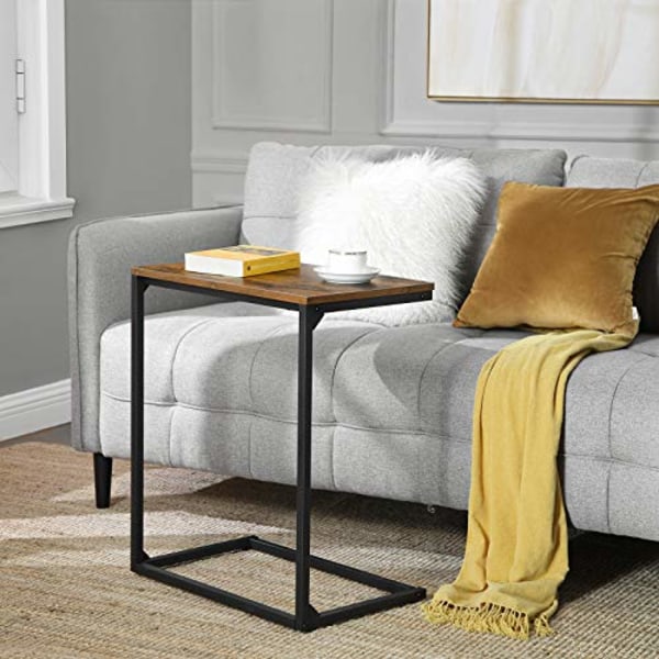 Vasagle sidobord, litet soffa bord, slutbord, bärbar dator, rustik brun och svart