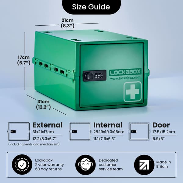Lockabox One™ Låsbart medicinskåp - Förvaringslåda med kodlås - Grön
