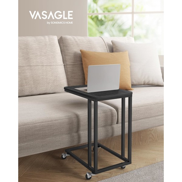 VASAGLE sidebord, sofabord med hjul, sofabord, 35 x 50 x 60 cm, Ebony Black