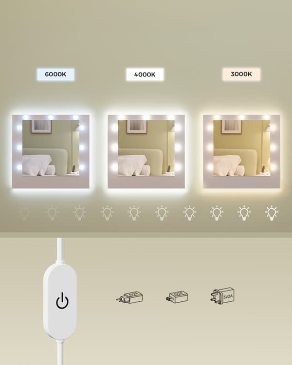 Makeupbord med spejl og LED-lys