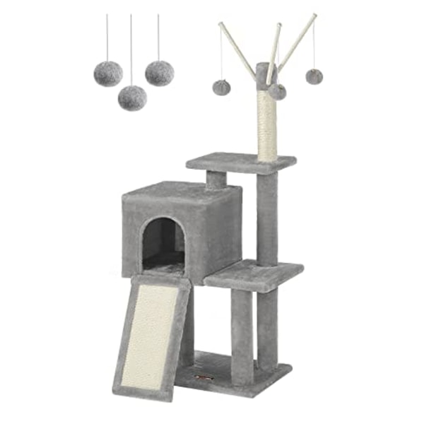 Feandrea Cat Tree, Cat Tower för innekatter, kattungar, ljusgrå