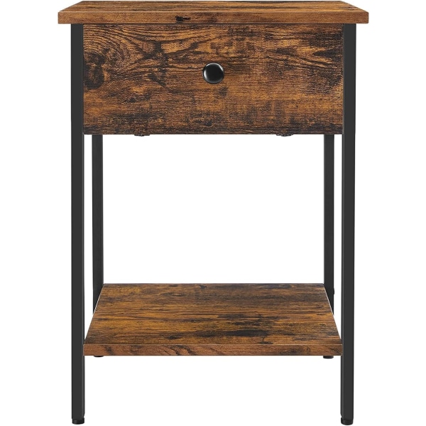 Vasagle yöpöytä, yöpöytä, sivupöytä laatikolla ja hyllyllä, päätypöytä, ruskea ja musta