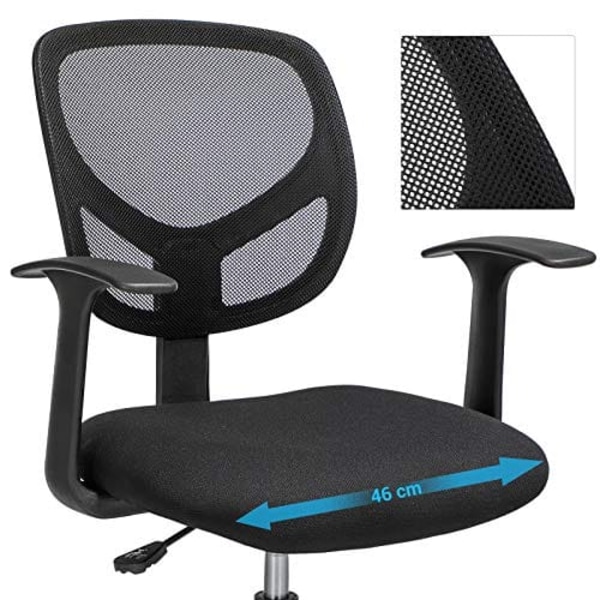 SONGMICS Kontorstol Ergonomisk arbejdsstol med armlæn sæde, sort