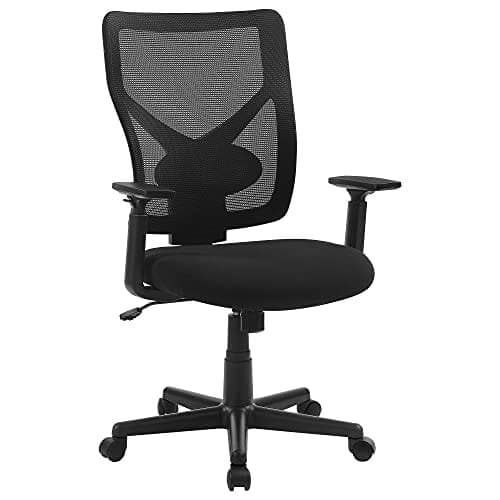 SONGMICS Kontorstol i mesh i midten, svingbar ergonomisk stol sort