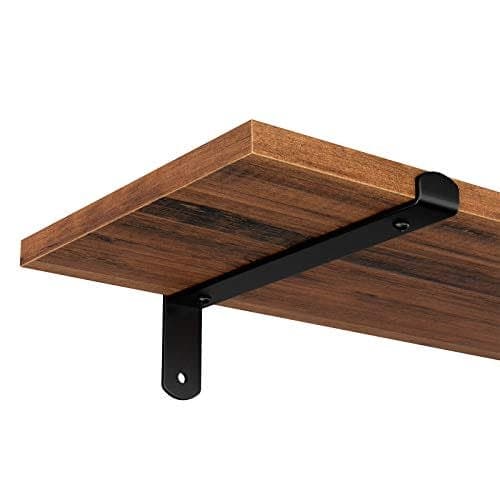 Væghylder sæt med 2, 60 x 20 x 7 cm, flydende hylder, brun og sort