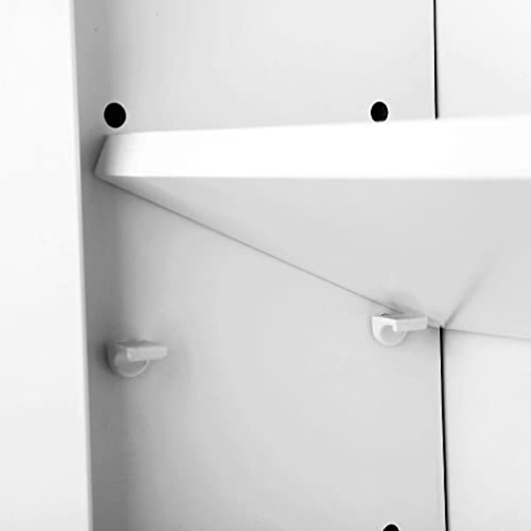 Vasagle badrum väggskåp, skåp med spegel, 3-dörrar förvaringsskåp, 60 x 15 x 55 cm, vit