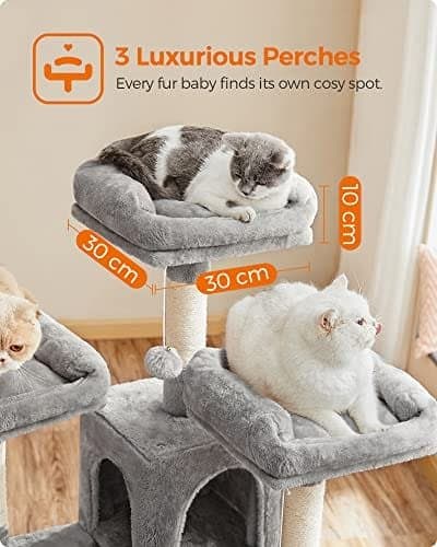 Feandrea kattträd, XXL Cat Condo 172 cm, ljusgrå