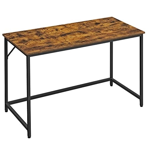 Vasagle Skrivebord, Computerbord, Lille kontorbord, 120 x 60 x 75 cm, Rustik Brun og Sort