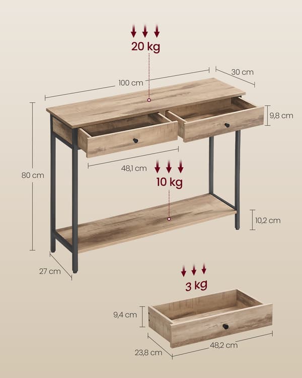 Konsolbord, Soffbord, Stålram