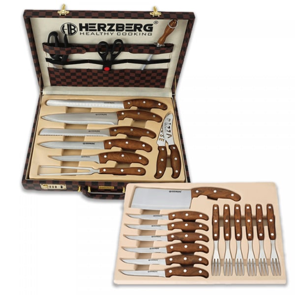Herzberg 25 delar knivset- och bestickset med fästfodral