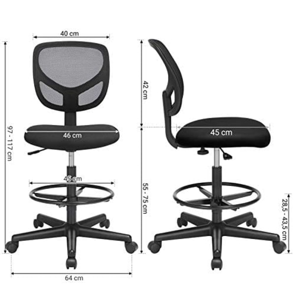 SONGMICS Mesh Drafting Stolar Chair Ergonomisk sits vadderad