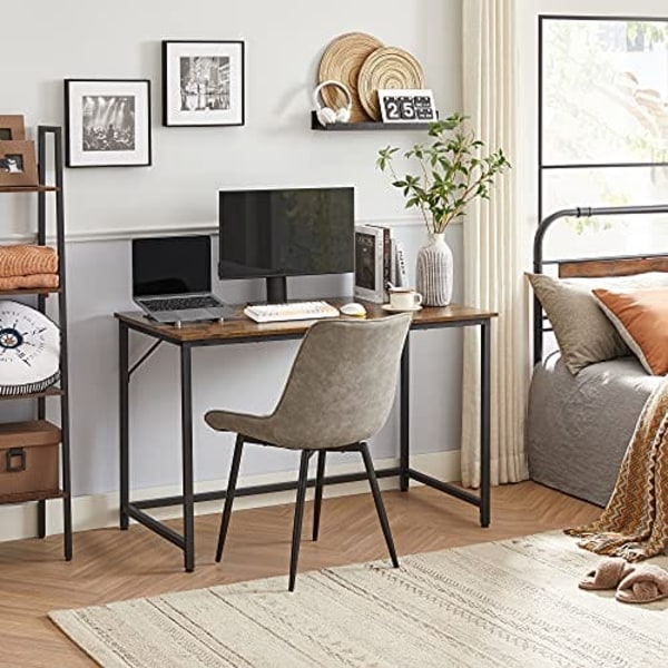 Vasagle Skrivebord, Computerbord, Lille kontorbord, 120 x 60 x 75 cm, Rustik Brun og Sort