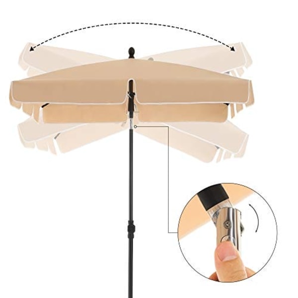 SONGMICS Rektangulär balkongparasoll 2 x 1,25 m, bärväska, trädgårdsterrass, taupe