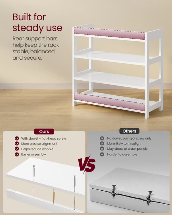 Skoreol i 4 niveauer med tophylde og åbent design