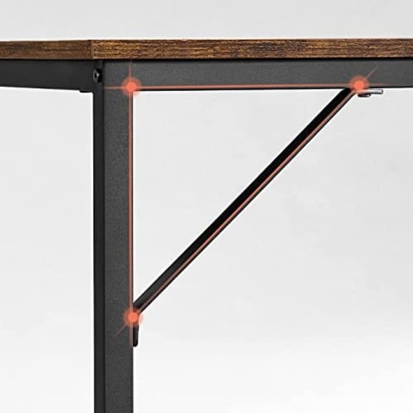 Vasagle Skrivebord, Computerbord, Lille kontorbord, 120 x 60 x 75 cm, Rustik Brun og Sort