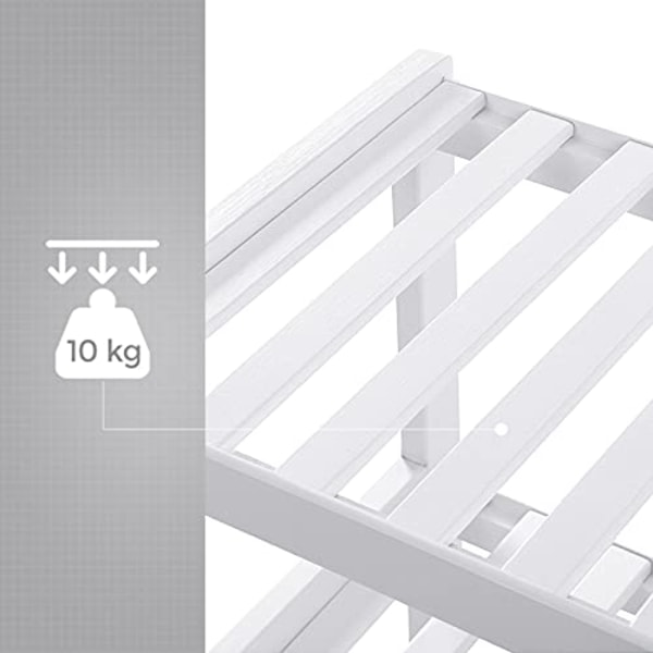 Songmics bambu kenkäteline, 3-tason säilytyshylly, 70 x 26 x 55 cm säilytyshylly, valkoinen