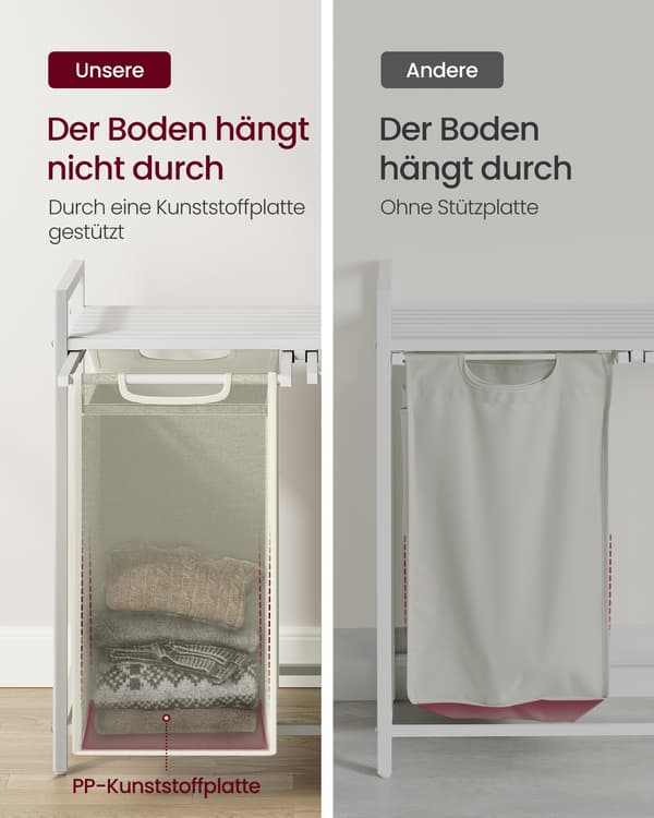 Tvättkorg med hyllplan, 3 x 40 liter (10,6 gallon)