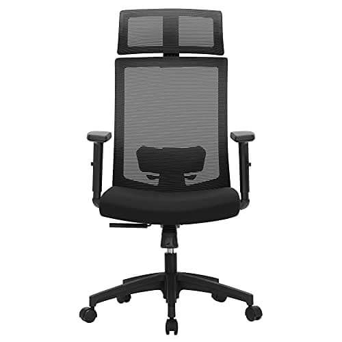SONGMICS Kontorstol, Skrivebordsstol, Ergonomisk computerstol, 360° drejestol, Sort