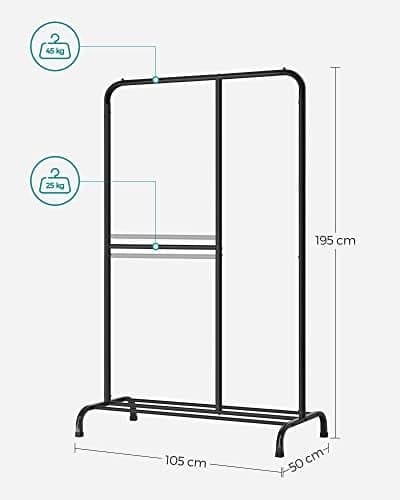 Songmics tøjstativ, holder op til 45 kg, sort