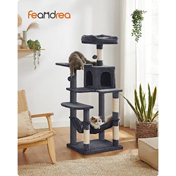Feandrea Multi-Level kattetræ - 55 x 45 x 143 cm - Røg Grå
