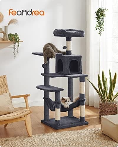 Feandrea Multi-Level katttorn - 55 x 45 x 143 cm - Rökgrå