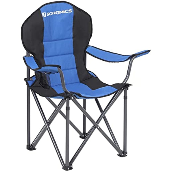 SONGMICS klapcampingstol, med komfortabelt svampesæde, udendørsstol, blå
