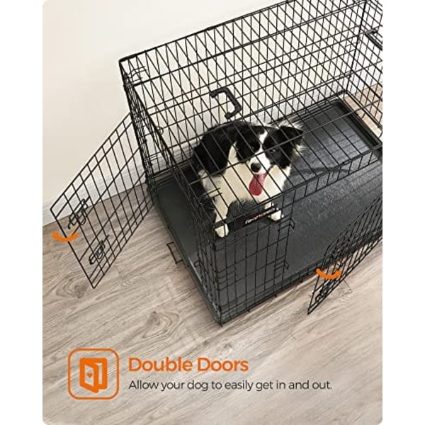 Hundekurv, Foldbar, 107 cm, 2 Døre, Xl, Sort