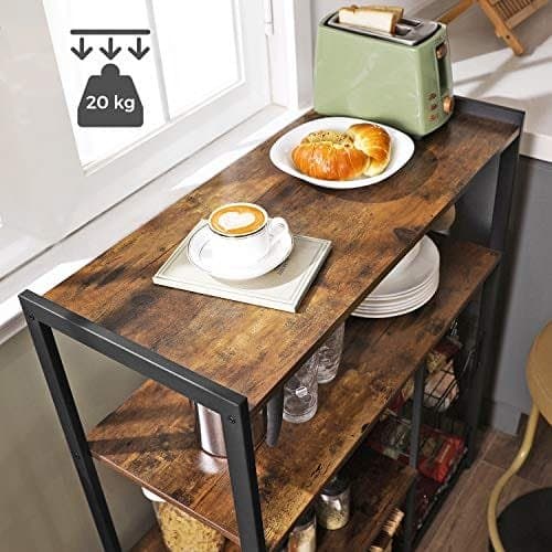 VASAGLE Baker's Rack, keittiösaari 2 metallikorilla, rustiikkiruskea
