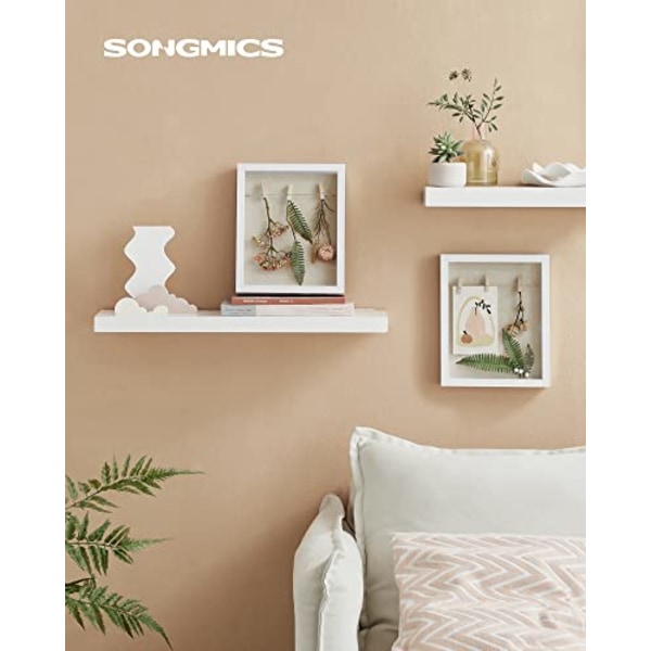 Songmics Shadow Box Frame, kuvakehys langalla, pyykkipoika ja neulat, tee-se-itse, valkoinen