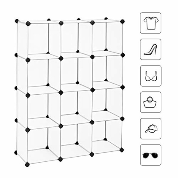 Songmics Kaappi Kirjahylly Säilytysyksikkö Muovikuutioiden yhdistäminen, valkoinen