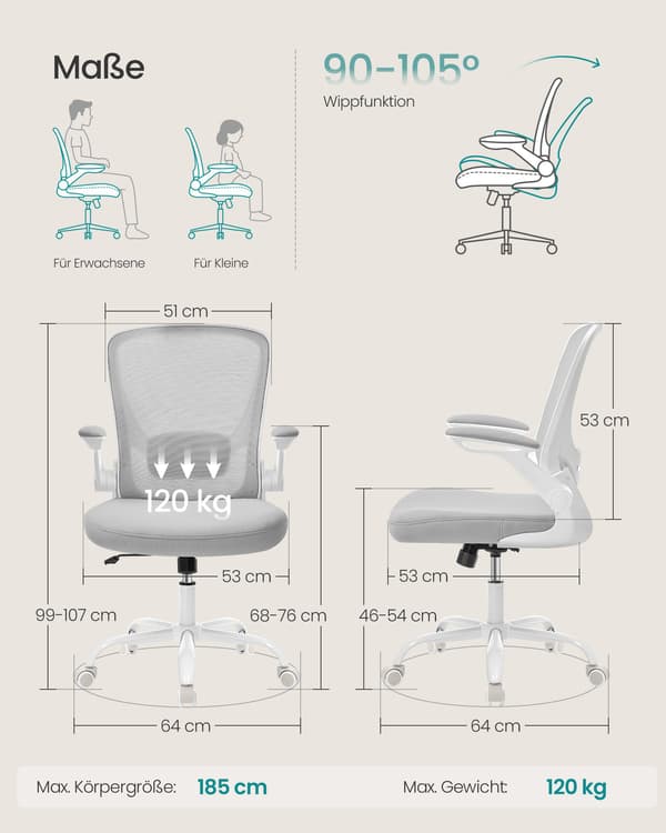 Kontorstol med drejefunktion, ergonomisk