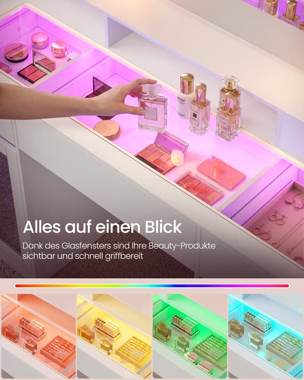 Meikkipöytä LED-peilillä ja RGB-valaistuksella