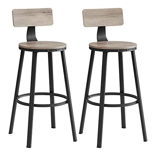 VASAGLE Køkkenstole med metalstel, Siddehøjde 73,2 cm, Greige Sort