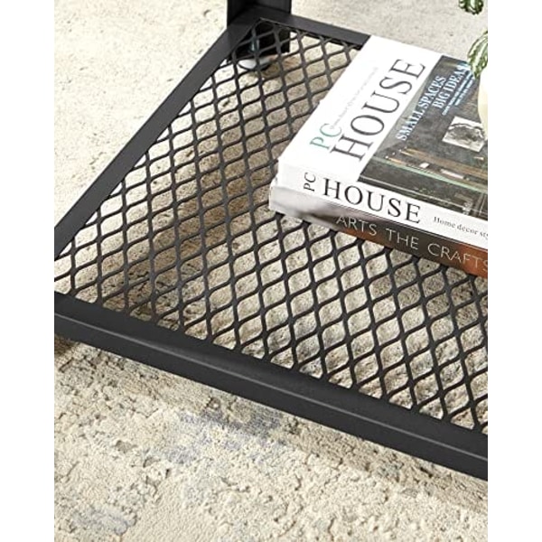 Vasagle sidebord, industrielt endebord, sofabord, med metalram, let at samle, brun og sort