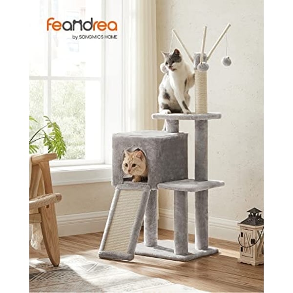 Feandrea Cat Tree, Cat Tower för innekatter, kattungar, ljusgrå