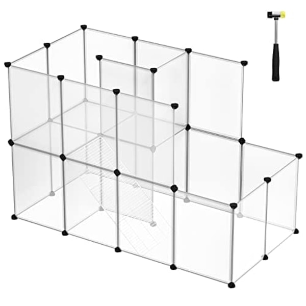 Songmics Animal Lekhage, DIY Plastic Modular Stängsel, Vit