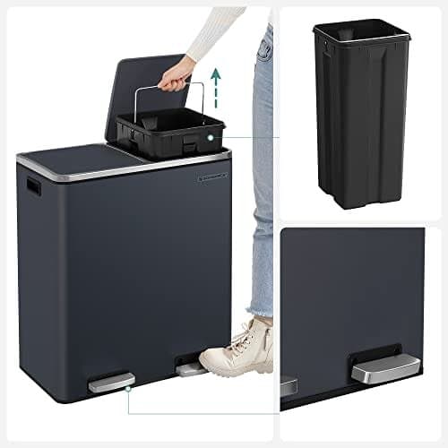 Songmics dubbel soptunna, 2 X 30 L Dual Compartment Kit