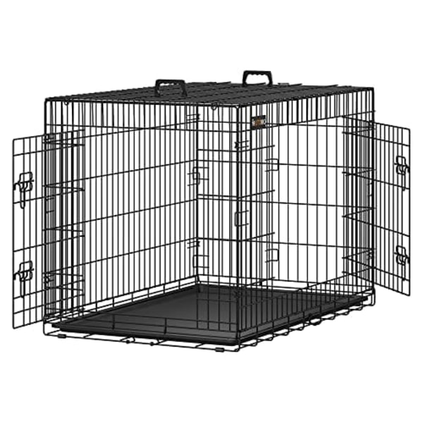 Hundekurv, Foldbar, 107 cm, 2 Døre, Xl, Sort