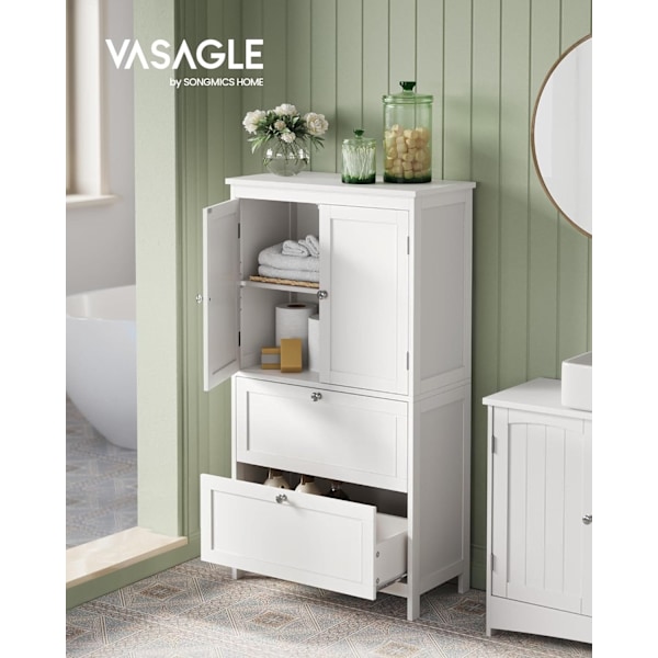 VASAGLE badeværelsesskab, 11,8 x 23,6 x 43,3 tommer, hvid