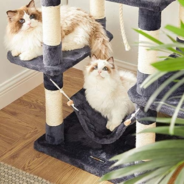 Cat Tree med Pompoms, Katttorn 150 Cm, Rökgrå