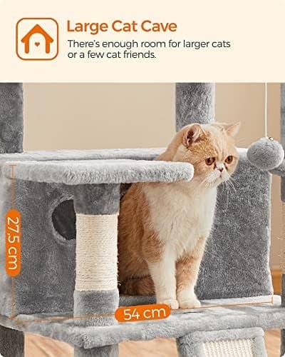 Feandrea kattträd, XXL Cat Condo 172 cm, ljusgrå